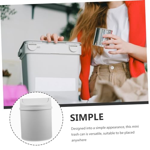 Image of Mini Swing Top Trash Can with Lid Compact Desktop Garbage Bin for Office Home Dorm Mini Waste Basket for Cleanliness and Organization Versatile Adorable Design