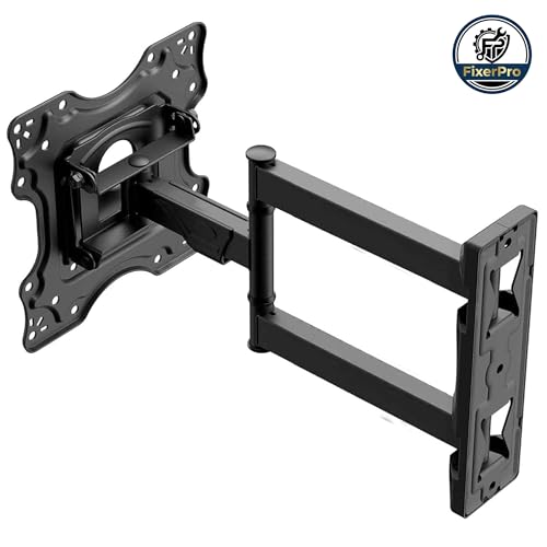 Image of SM3 Full Motion Movable TV Wall Mount for 32 to 43 Inch Smart TVs | Tilt +8 to -5 & 180 Swivel|Adjustable Arm 40mm-360mm|Heavy Duty Wall Bracket |Max Load 25 Kg |VESA Up to 200x200(Black)