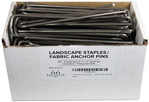 100 Extra Heavy Duty Garden Landscape Fabric Anchor Staples 9 Gauge Thick Steel Professional Grade Made in the USA By Pinnacle Mercantile
