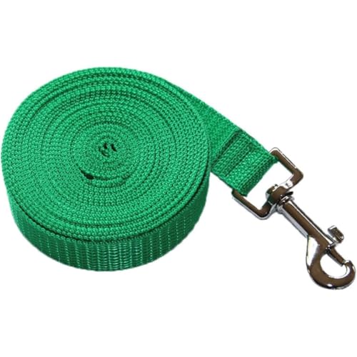 DancJulieトレーニングや散歩に最適な、ナイロン製のロング犬用リード。滑り止めハンドル付き。メッシュ素材。小型犬、中型犬、大型犬に適しています。ハーネスやペットトレーニング用品にも対応しています。 (グリ一ン,10M)