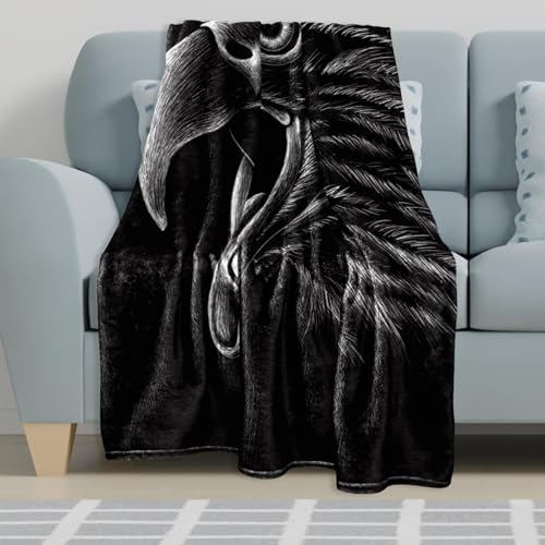 Plaid oiseau noir couverture chaude et douce pour lits et divans - 6