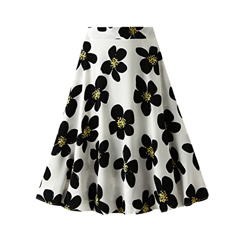 Jupe parapluie imprimé floral Kelsiop pour femme en blanc taille unique