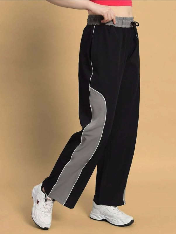 Image of Imsa Moda Women's Polycotton Straight Fit Track Pant | Gym Trackpants & Activewear Trouser | Casual Sports Lower for Gym, Yoga