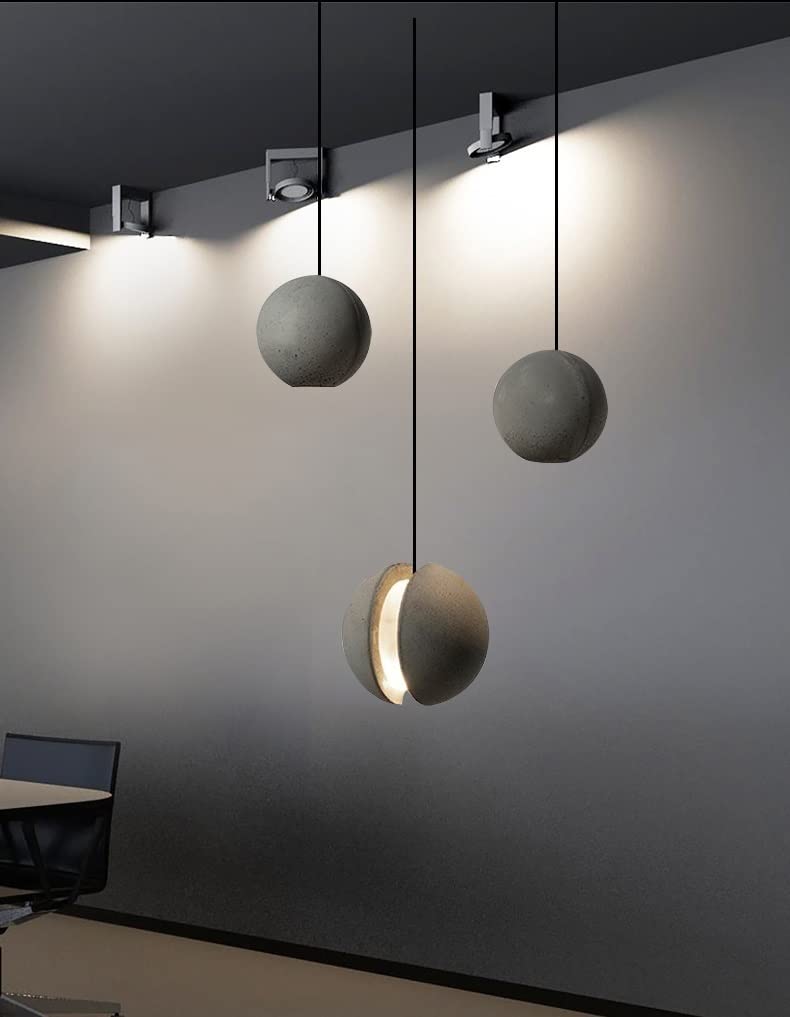 Lampa wisząca LED z betonową kulą, minimalistyczny żyrandol z betonowej kuli, żyrandol do domu, żyrandol do jadalni, salonu, baru, wyspy kuchennej, sypialni