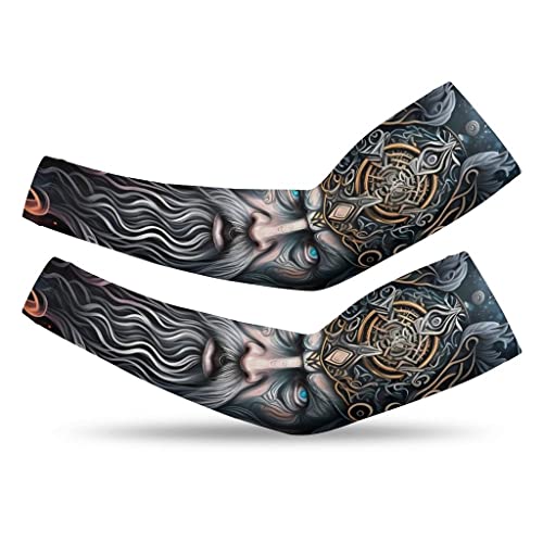 Manches de protection solaire UV Odin et lion vintage imprimé 3D