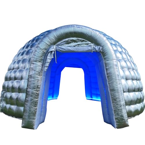 SAYOK Outdoor Portable Inflatable Igloo Dome Tent with Led Light/2 Doors and air Blower, 16.4ft Shelter Igloo Marquee Tent for Party Wedding Event Camping