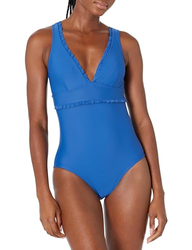 Tommy Hilfiger Women's Micro Ruffle Over The Shoulder Everyday Basic One Piece