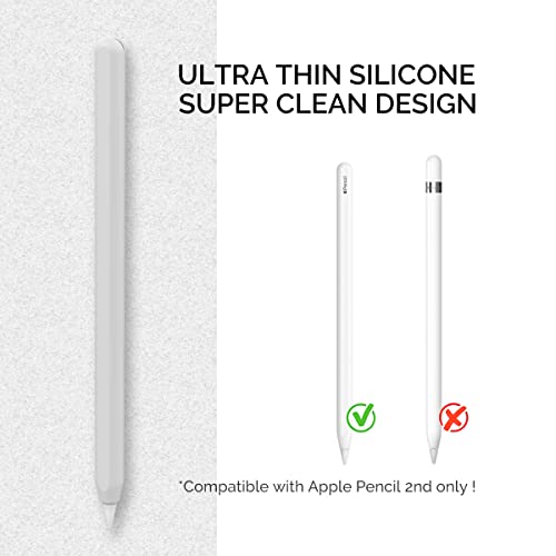 AhaStyle Silicone Case for Apple Pencil 2nd Generation & Apple Pencil Pro (2024) Sleeve Skin Ultra Thin Apple Pencil Protective Cover Compatible with Magnetic Charging and Double Tap (White) - Image 2