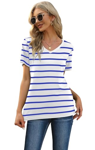Image of RUBZOOF Women's Short Sleeve Pajama Sets with Pockets Casual V Neck 2 Piece Lounge Sets S-3XL