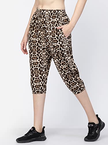 Image of UZARUS Women's Animal Print Tie-Dye Strechable Capri 3 /4th Shorts