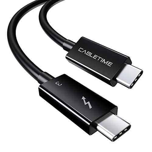 CABLETIME Thunderbolt 3 Cable 40Gpbs/100W/5A, USB C Cable Compatible with New MacBook Pro, ThinkPad Yoga, Alienware 17 and More (2.6FT/0.7M)