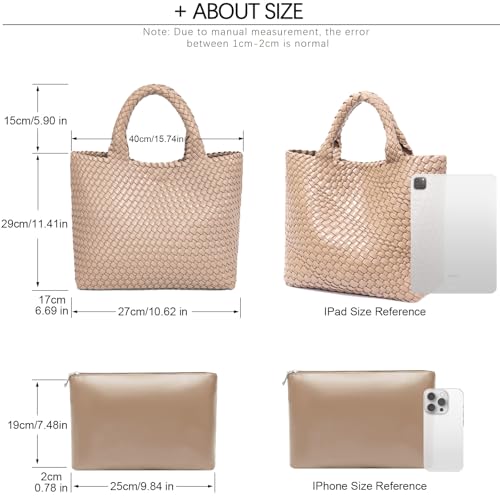 Image of JINMANXUE Fashion Woven Bag Shopper Bag Travel Handbags and Purses Women Tote Bag Large Capacity Shoulder Bags