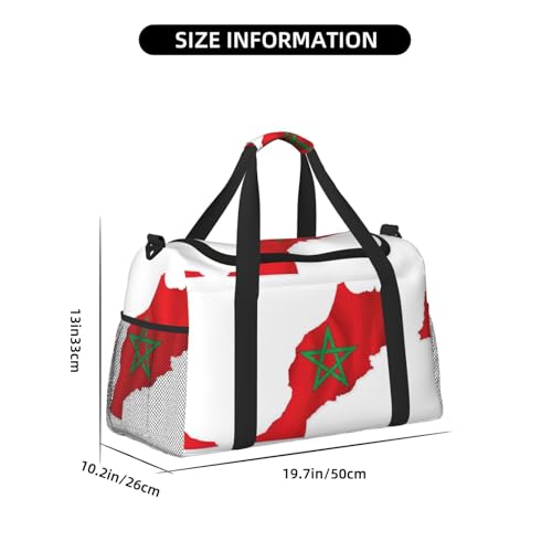 Morocco Flag Map print Travel Duffle Bag Gym Bag for Women,Puffer Tote Bag,Weekender Overnight Bag Organizer4