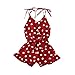 Tutina Bambina 1-6 Anni Estivo Salopette Pantaloncini con Spalline off-Spalle Stampa di Cuorini con Cintura Casual Carino (Pois - Rosso, 5-6 Anni)