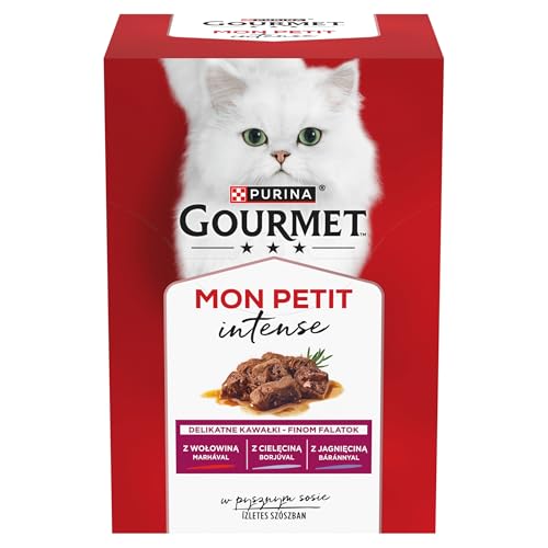 GOURMET MON PETIT Intense | Karma mokra dla dorosłych kotów | Wołowina, Cielęcina, Jagnięcina | 8 x (6x50g)