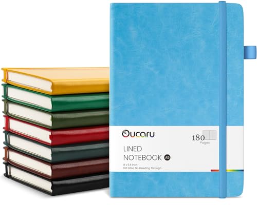 Oucaru Lined Journal Notebook, 8 Pack, 180 Pages, A5 Journals for Writing, 100 GSM Thick Paper, Small Notebooks Daily Journal for Women Men Work, Business, School, Travel Supplies