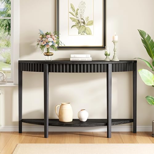 Merax Elegant Half-Moon Console Table with Wood Veneer and Open