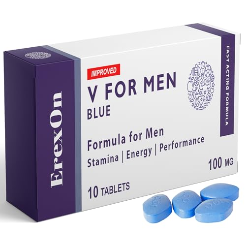 ErexOn V for Men - 10 Blue Tablets - Herbal Supplement for Men - Strong Effect - Mens Health Support Tablets - Performance & Enhancement - Maca Glycine Korean Ginseng and Zinc