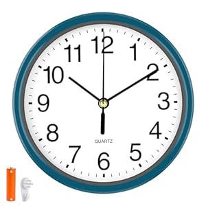 EternaHora Leise Wanduhr, kein Ticken, 15,2 cm Wanduhren, batteriebetrieben, kleine analoge Uhr für Schlafzimmer, Zuhause, Büro, Küche, Bad, Schule, leicht zu lesen (Farbe: Blau)