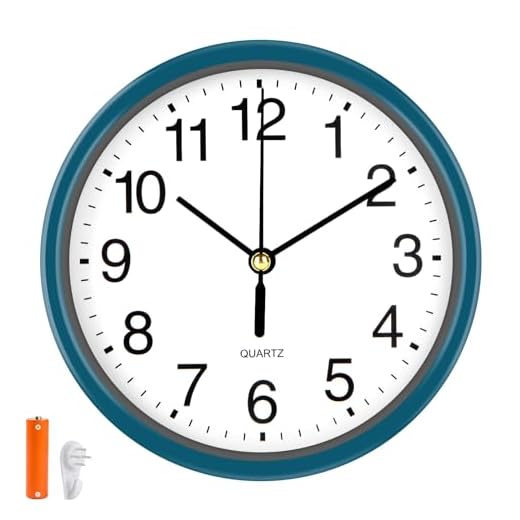 Silent Wall Clock Non Ticking, 6 Inch Wall Clocks Battery Operated, Small Analog Clock for Bedroom Home Office Kitchen Bathroom School, Easy to Read (Color : Blue)