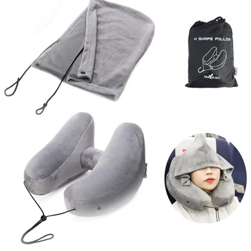 HUIKKJPネックピロー H型 グレー 携帯枕 低反発メモリーフォーム...