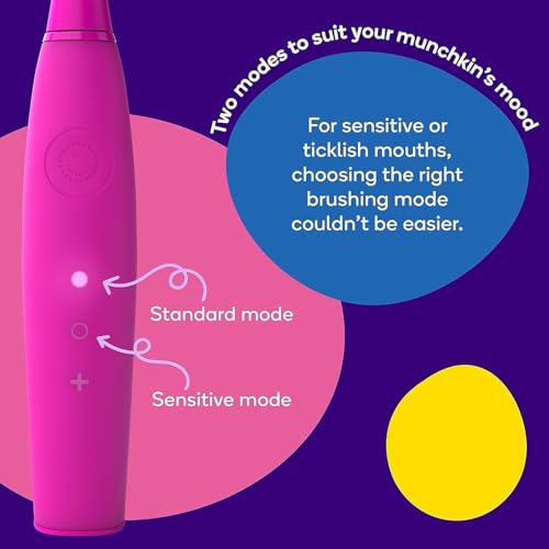 Burst Kids & Toddlers Electric Toothbrush (Pink) | Soft Bristles | Two Minute Timer | Rechargeable Battery | Easy-Grip Silicone Handle | 2 Modes for Healthy Smiles | Ages 3+