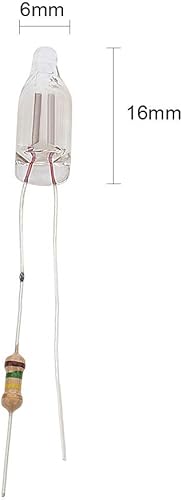 Vista 32 de Othmro 100 bombillas LED AC 220 V F5 5 × 0.512 in luz roja brillante bombillas de neón lámparas indicadoras duraderas W 150K Resistor Lámparas