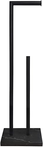 Soporte de papel higiénico independiente con reserva, base de diseño de mármol pesado SUS304 de acero inoxidable (negro)