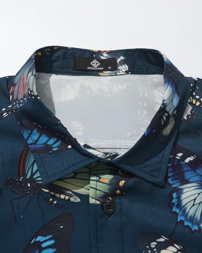MCULIVOD Men's Hawaiian Tropical Shirts, Printing Short Sleeve Casual Button Down Shirt3