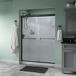 Delta Shower Doors SD3172323 Windemere Semi-Frameless Traditional Sliding Shower Door 60in.x70in, Bronze Track