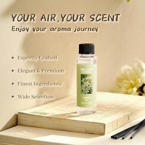Image of Airkeep Reed Diffuser Oil Refill /Jasmine Lily /3.38 oz / 1 Pack /Air Freshener & Aromatherapy Essential Oil Blend for Home Fragrance - Scented Refill Oil for Bathroom, Bedroom & Home Decor