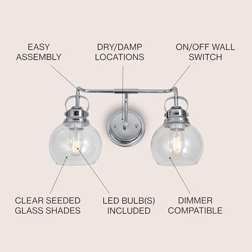 JONATHAN Y Shirley 2-Light Vanity Light 17.5", Chrome by JONATHAN Y - Used condition - Image 2