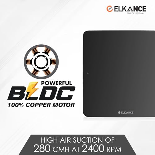 Image of Metal 150mm (6 Inches) Axial Exhaust Fan | BLDC Motor | 7W, 2400 RPM | Ideal for Modern Kitchen, Bathroom & Office | ABS PP Plastic Body | Premium Stainless Steel Front Panel | (Black)