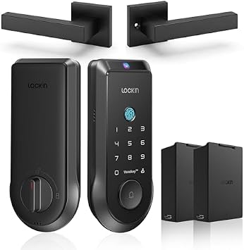 Lockin Veno Smart Deadbolt Lock with Dual Swappable Batteries+Lockin Entry Door HandleSquare