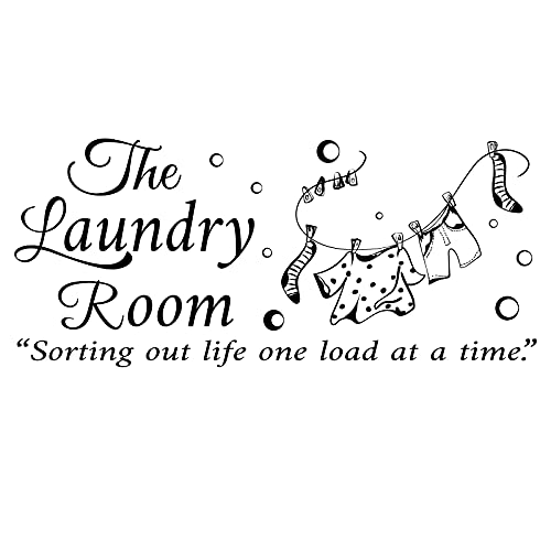 SUPERDANT The Laundry Room Quotes Wall Stickers Vinyl Wall Decor Stickers DIY Saying Wall Art Decal Sticker Home Decoration for Living Room, Bedroom, Bathroom, Black 27x59cm