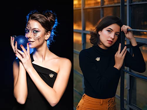 12/24/48 Pcs Small Metal Crown Brooch Pins For Women Fashion Men Suit Jacket Clothing Gold Silver Diamond Wedding Party Pageant Decorative Invitation Brooches Pin Holiday Gift Bulk (Golden-48Pcs) #TOP4