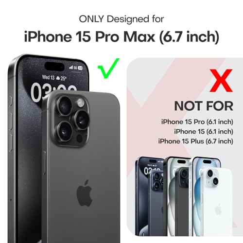 Image of TAURI for iPhone 15 Pro Max Case, with Screen Protector, Matte Black | Anti-Yellowing Military-Grade Protection Shockproof Slim Phone Case for iPhone 15 Pro Max