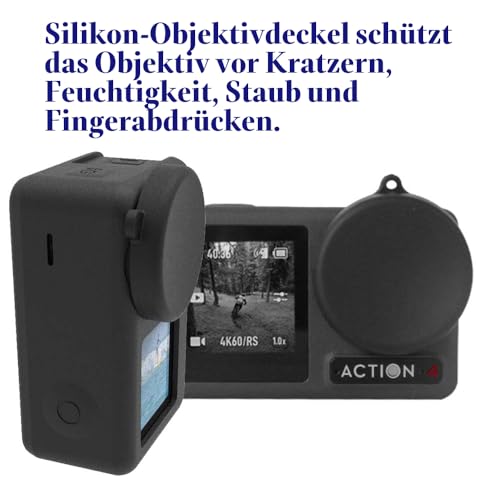 ULBTER Displayschutzfolie für DJI OSMO Action 4 Kamera + Silikon Objektivdeckel Abdeckung [2+6 Stück], 0,3 mm 9H Härte gehärtetes Glas, Anti-Scrach Anti-Bläschen