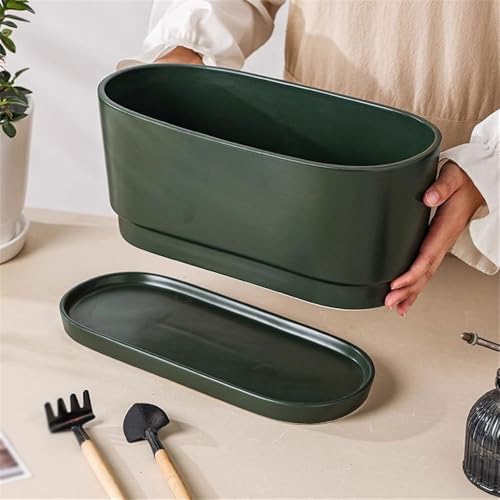 Pot de fleur rectangulaire en céramique avec soucoupe intégrée - 5