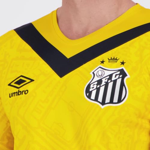 Umbro Camisa Masculina Santos Oficial nº 3 2024 (Torcedor S/N/), Amarelo/Preto, P