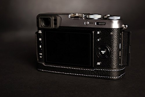 Handmade Genuine Real Leather Half Camera Case Bag Cover For Fujifilm X100T Black Bottom Opening Version #TOP5