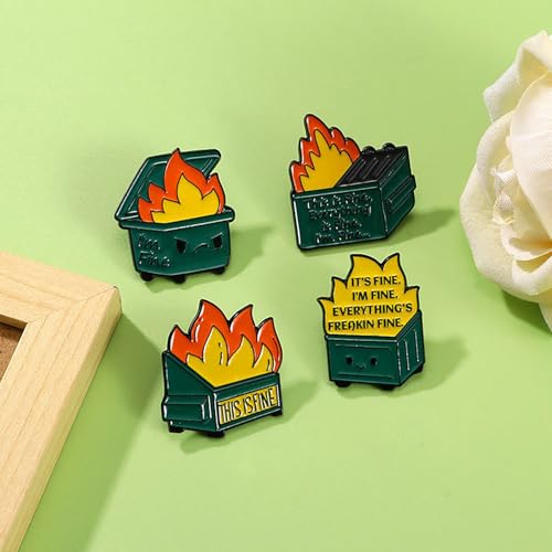 Image of 20 Pcs Dumpster Fire I'm FIne Lapel Pins, Cute Desk Accessories, Gag Gifts, Funny Gifts for Coworkers and Employee Appreciation