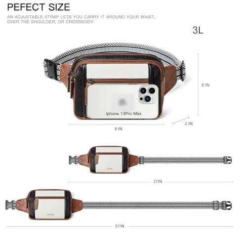 Image of LATMAP 3L TRIPLE ZIP Fanny Packs Belt Bag For Women Men Crossbody Waist Pack Sling Chest Bum Travel Bag Purse Faux Leather Fashion Cute Black