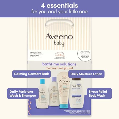 image for Aveeno Baby Bathtime Solutions Mommy & Me Gift Set, Baby Wash & Shampo