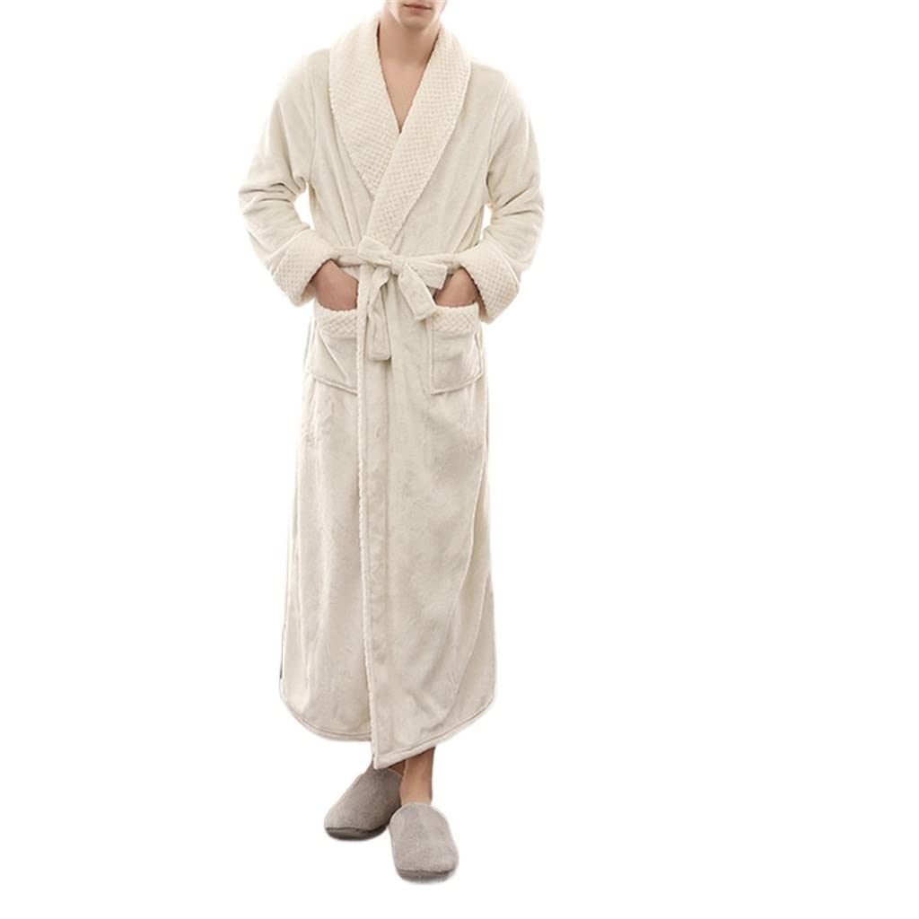 Peignoir de bain long et épais en molleton blanc, pyjama de nuit chaud taille L