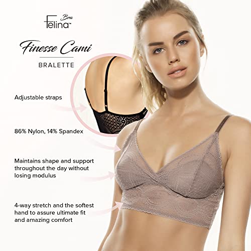 Felina Finesse Cami Bralette - Stretchy Lace Bralettes for Women - Sexy and Comfortable (Warm Nude, S-M) - Image 3