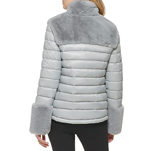 DKNY Women's Faux Fur Cuffed Sleeve Puffer Jacket3