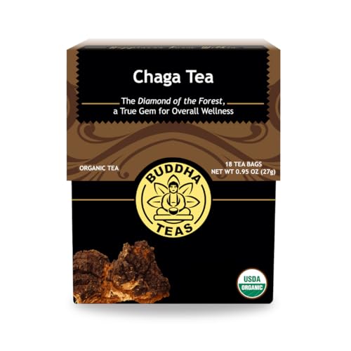 Buddha Teas - Chaga Tea - Organic Herbal Tea - For Cognitive Balance & Overall Health - With Chaga Mushroom, Antioxidants & B Vitamins - Caffeine Free - OU Kosher - 18 Tea Bags (Pack of 1)