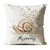 CosxHabitat Floral Snail Pillow Covers 18x18, Cottage Core Decor, Rustic Wildflower Botanical Snail Animal Decorative Throw Pillow Covers for Couch Sofa Bedroom Living Room Home