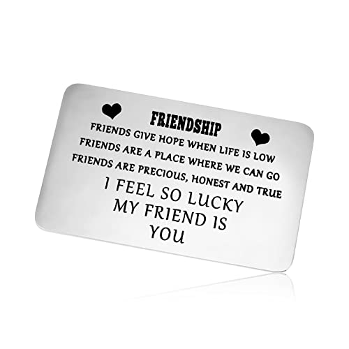 Best Friends Gift Wallet Insert Card Birthday Gift for Women Men Friendship Jewelry Gift for Friends Bestie Wedding Anniversary Jewelry Gift for Sister Brother Christmas Graduation Metal Wallet Card